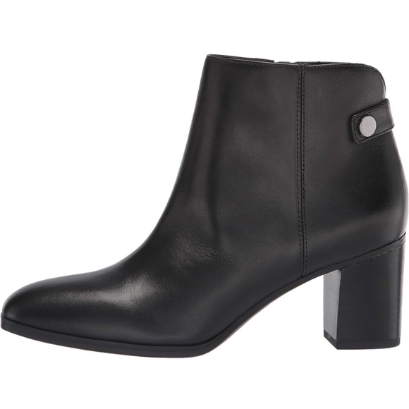 Franco Sarto Womens Ilaria Black Leather Square Toe Ankle Boots - Picture 3 of 9